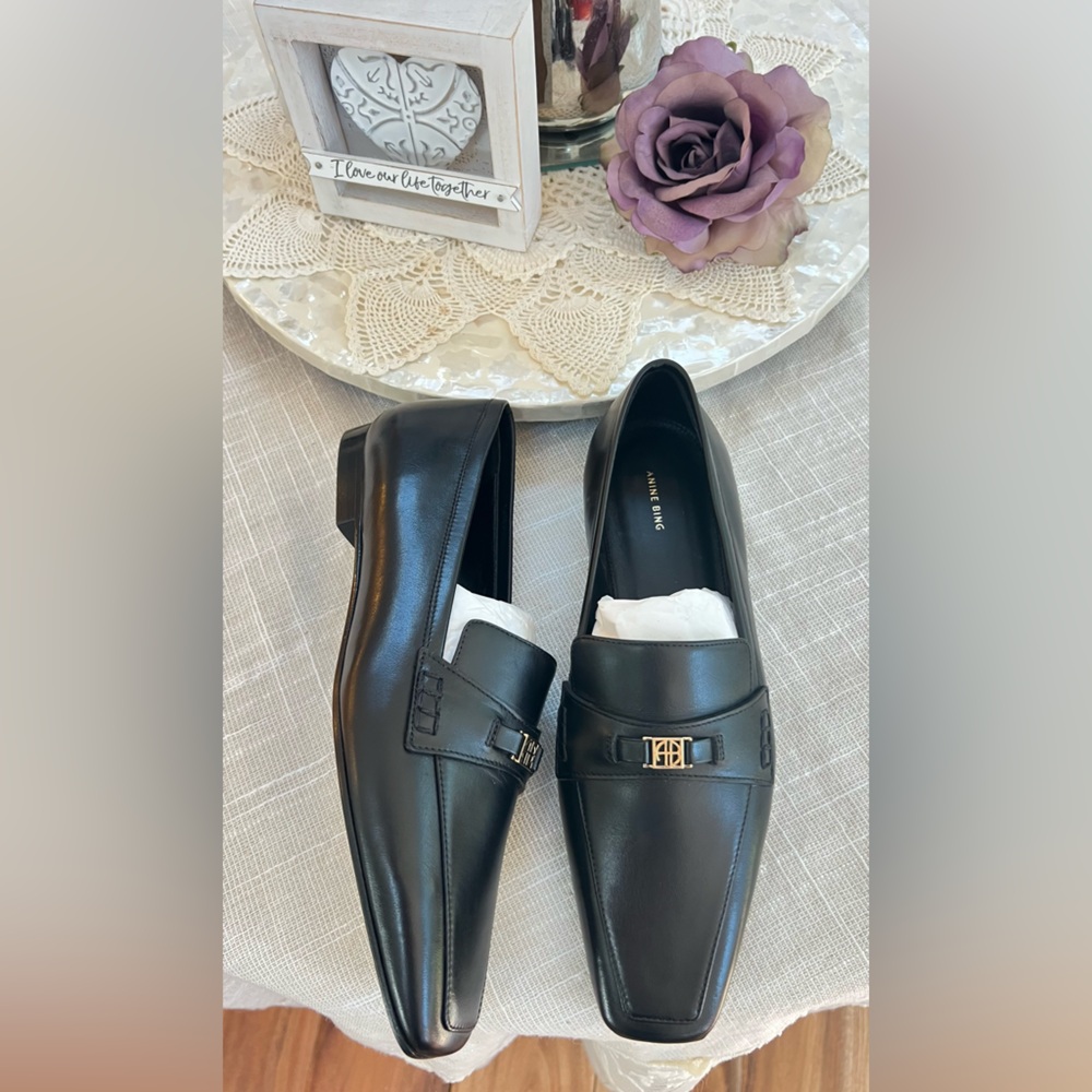 Anine Bing Freya Loafers Monogram fall collection new size 37 NWT